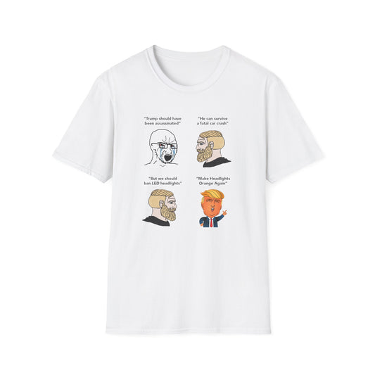 MAKE HEADLIGHTS ORANGE AGAIN Assassination Meme T-shirt (Soft Cotton)